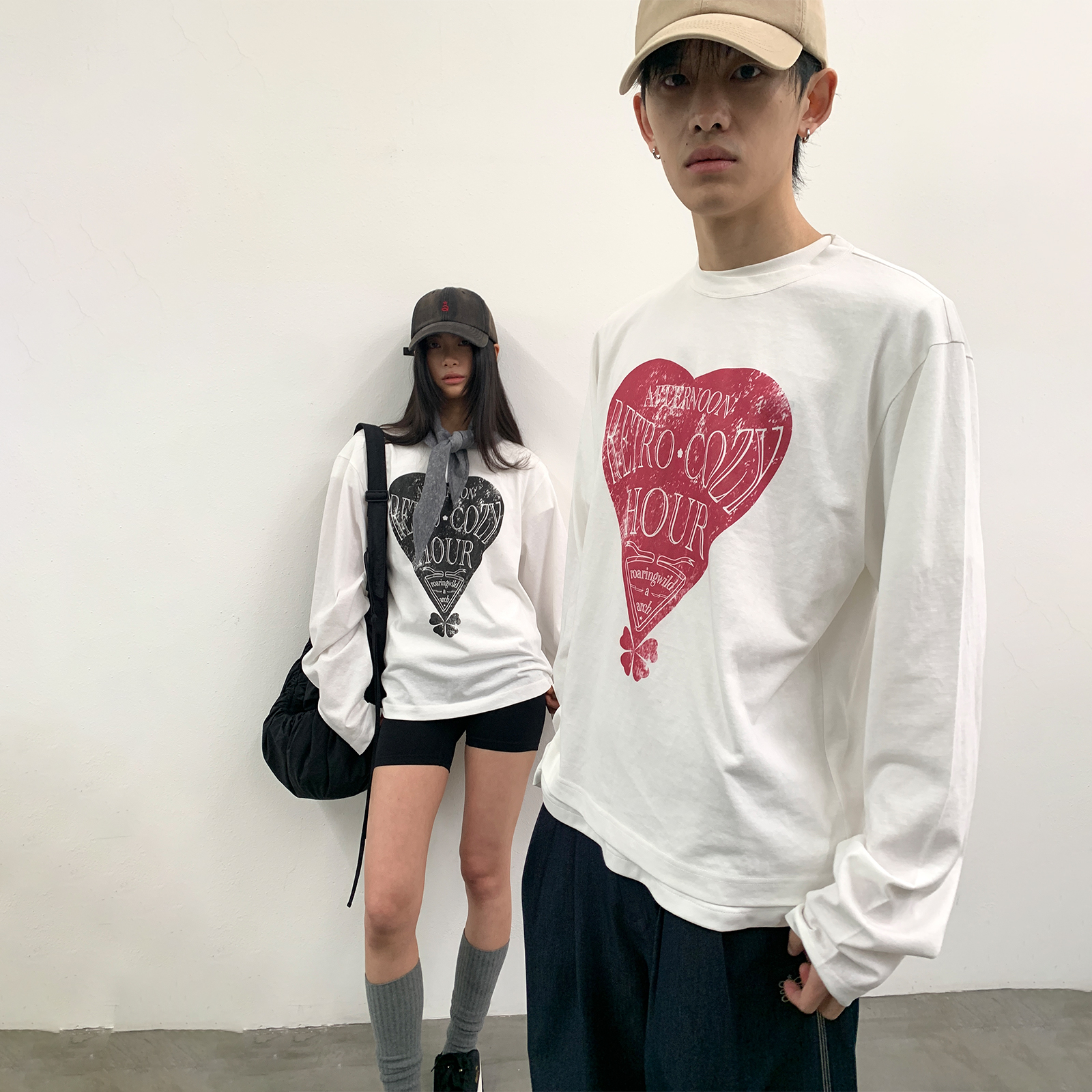 ARCH BY ROARINGWILD ロアリングビーストプリント カップル アウトフィット ボトムス トップ ロングスリーブ Tシャツ メンズ シャツ
