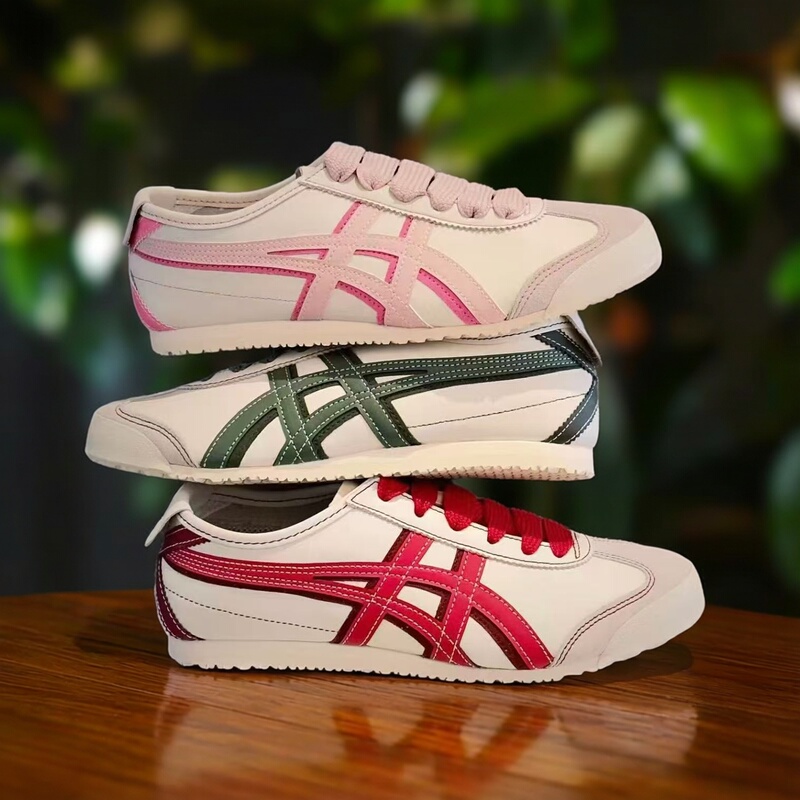Japanese Celebrity Style German Training Shoes for Men and Women, Model 66 Slip-On Shoes, Tiger Three-Color Replica Sports Genuine Leather Flat Shoes, Lace-Up Sneakers