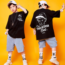 Children Street Dance Suit Boy Jeans Boy Performance Clothing Summer Less Hiphop Hip Hop Short Sleeve Tide
