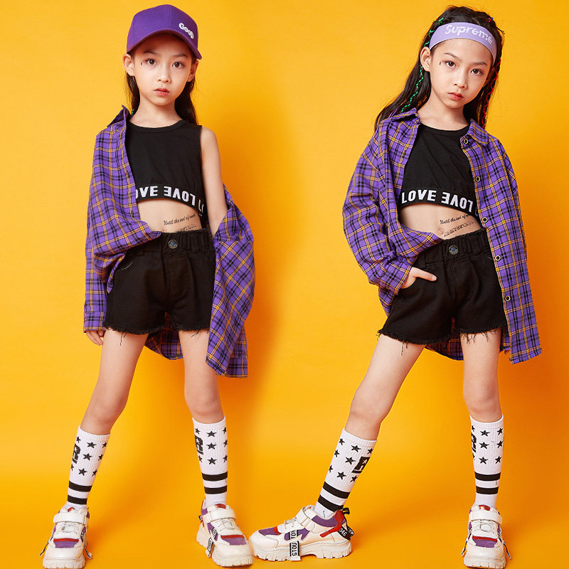 Children's hip-hop costume girls hiphop suit hip-hop style costumes children's jazz dance costumes Korean version of the tide