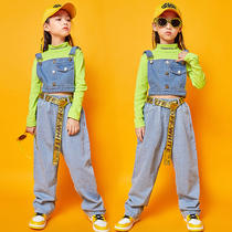 Girl Jazz Dance Costume Children Street Dance Suit Hip Hop Craze New Girl Hiphop Walk Show Navel Clothes