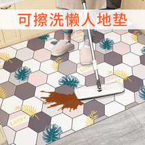 Kitchen ground mat waterproof anti-slip leather footbed resistant to dirty erasable pvc home entry doormat rug