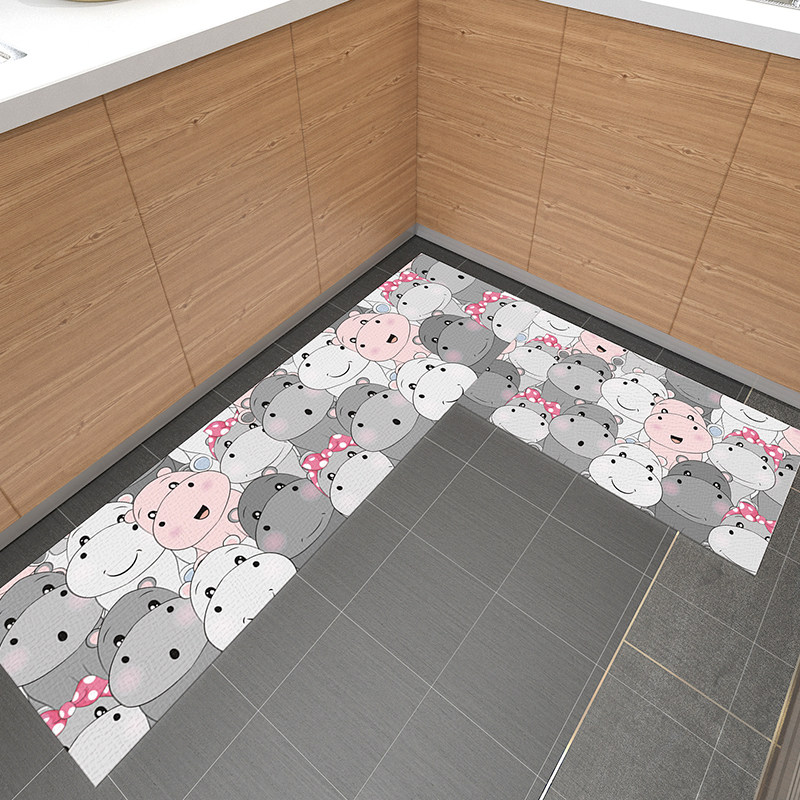 Leather kitchen ground mat strip free washable and waterproof anti-slip and anti-dirty mat full of domestic carpet pvc