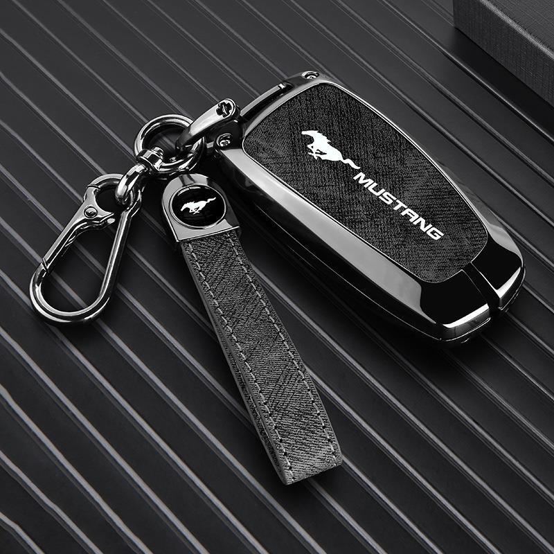 Suitable for Ford Mustang Key Cover, Metal Mustang Electric Car Modified Key Case Shell Buckle for Men