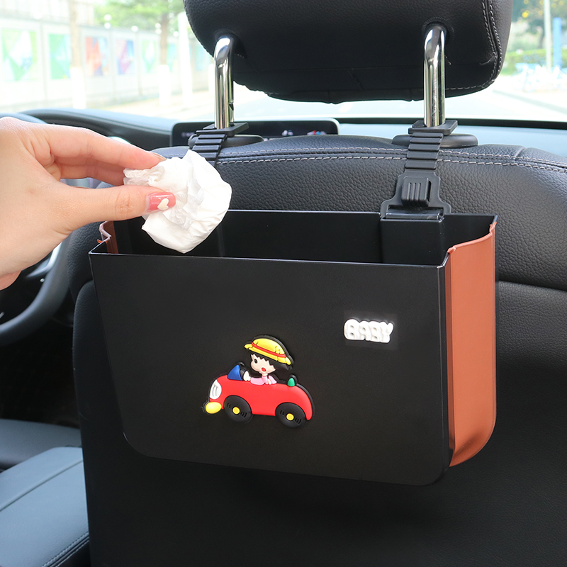 On-board Trash Can Folding Mesh Red Car Interior With Creative Rear Seats Cute Cartoon Hanging Miscellaneous Objects Woman-Taobao