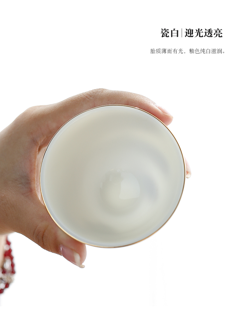 Don difference up dehua white porcelain paint cup sample tea cup manual ceramic glaze masters cup kung fu tea pu - erh tea cup