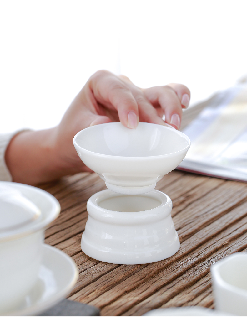Don difference up dehua white porcelain jade porcelain ceramic kung fu tea tea tea filter accessories) tea filter tea strainer