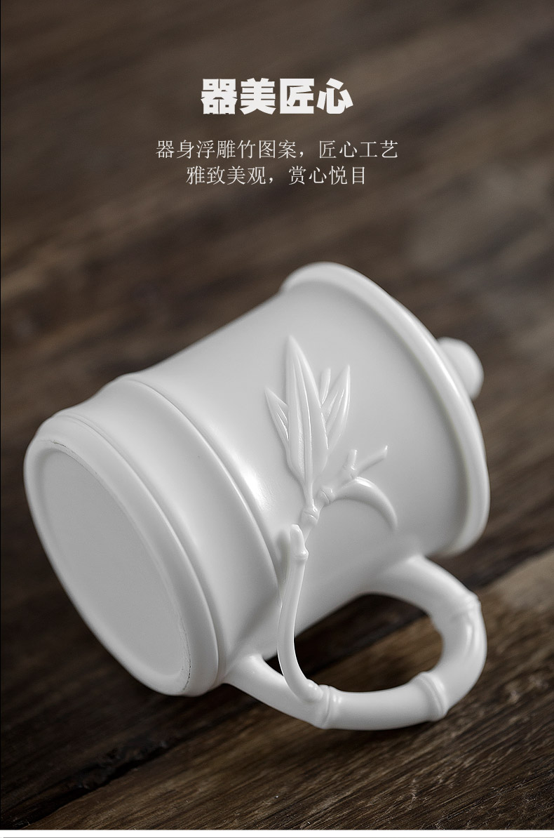 Don difference up dehua white porcelain craft ceramic cups personal office and boss President cup with cover the tea cups