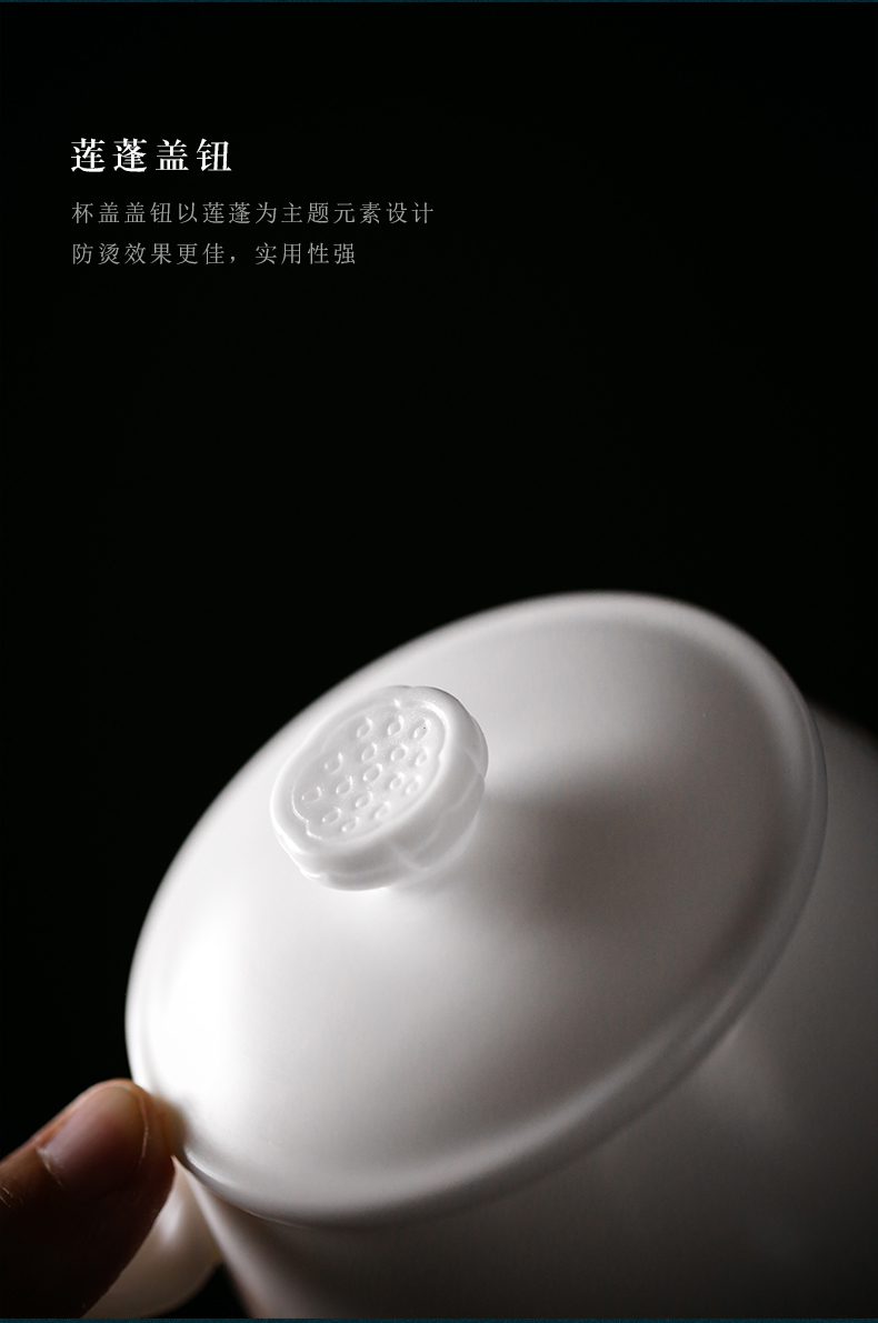 Don difference up manual its dehua white porcelain teacup office cup personal keller cup with cover the sample tea cup