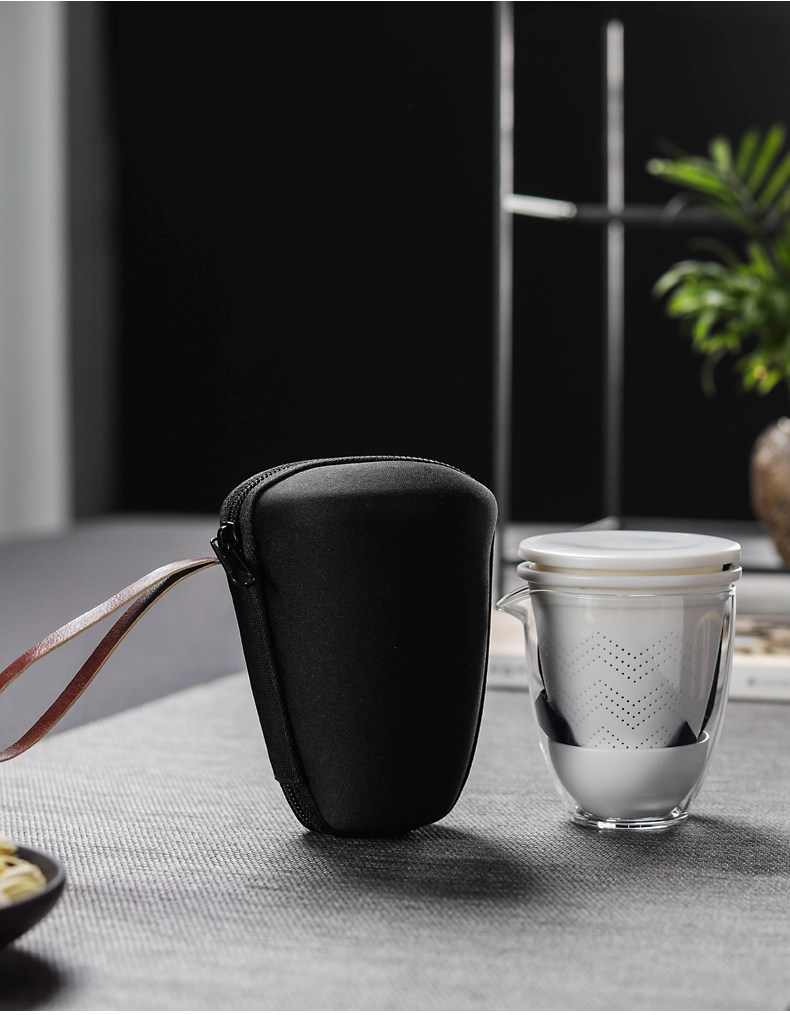 Don difference up dehua white porcelain portable travel tea set crack cup cup ceramic glass package car is suing household
