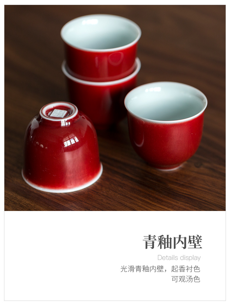Don difference up ruby red glaze kung fu tea cups ceramic checking tea set small host household personal tea cup single cup of tea