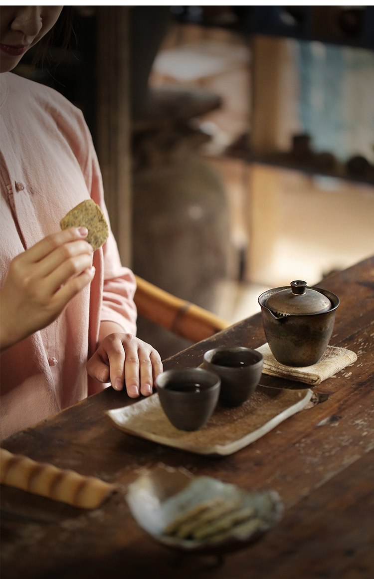 Tang, hold hand by hand pot of rust three to make tea tureen exchanger with the ceramics glaze kung fu tea tea tureen tea bowl