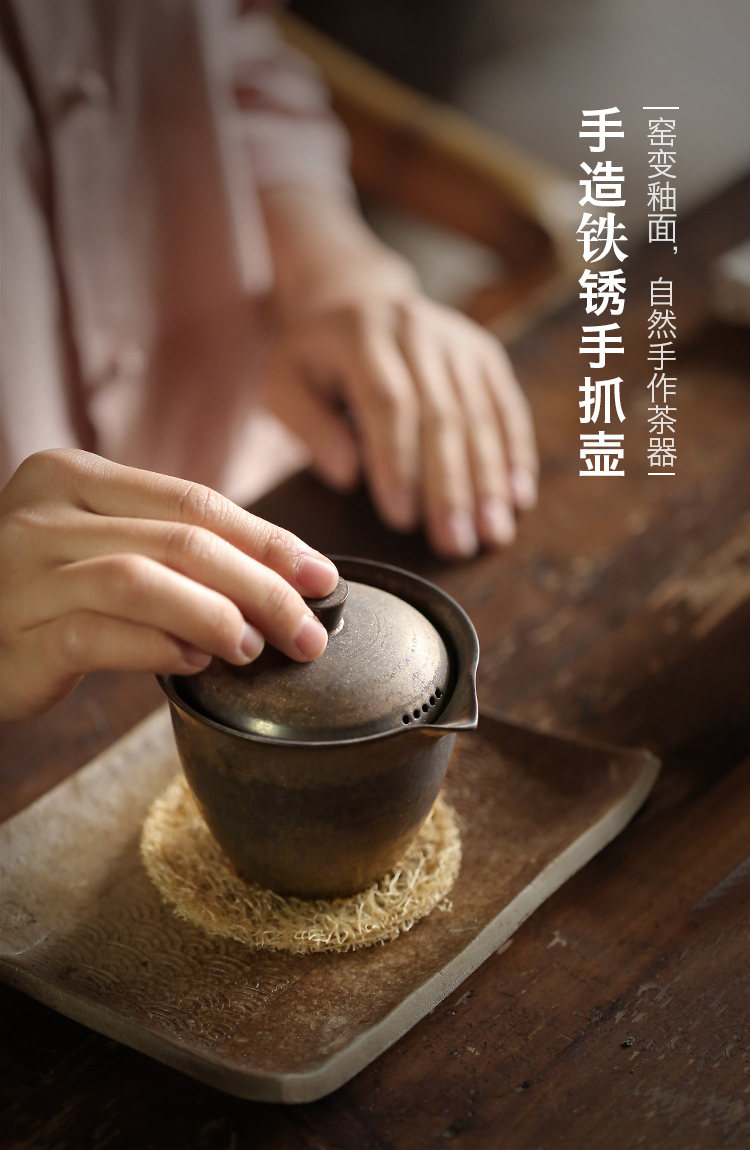 Tang, hold hand by hand pot of rust three to make tea tureen exchanger with the ceramics glaze kung fu tea tea tureen tea bowl