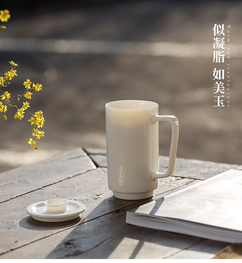 Don difference up mountains mark cup white porcelain office cup high - capacity contracted with cover ceramic personal glass cup home