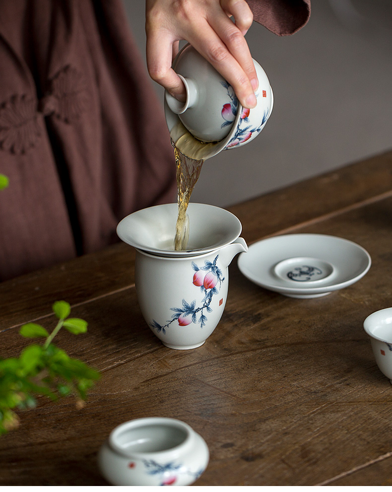 Tang s antique peach) set of ceramic tea set filter with the base of Japanese tea taking kung fu tea accessories