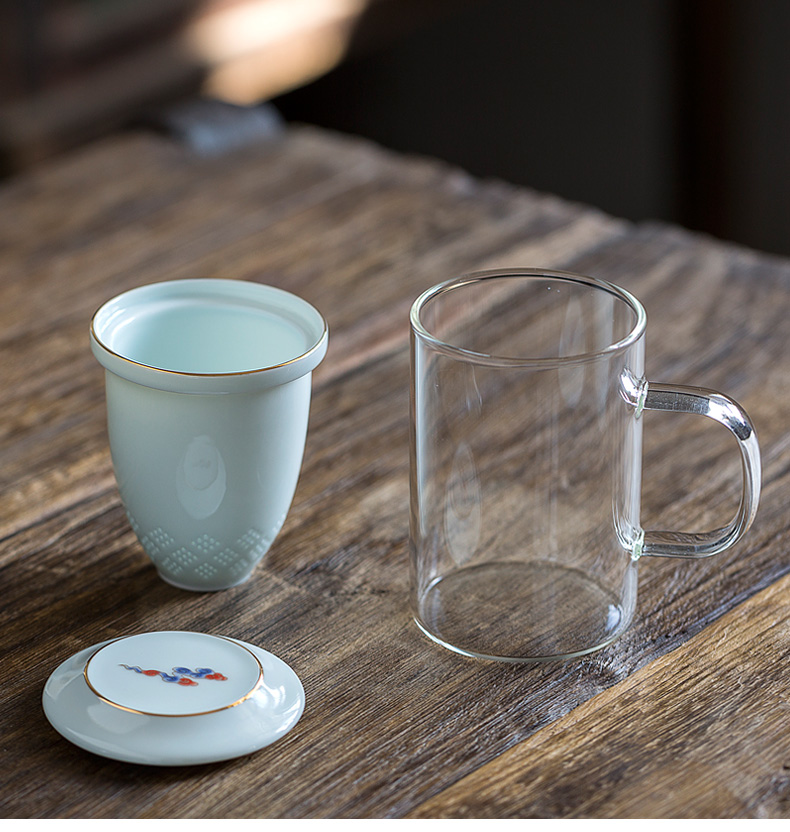 Tang s heat - resistant glass ceramic cups bladder mark cup with cover household glass filter glass office