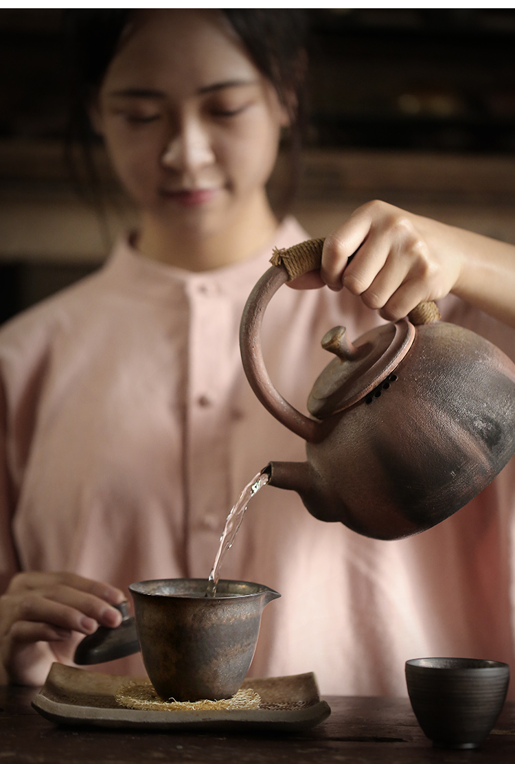 Tang, hold hand by hand pot of rust three to make tea tureen exchanger with the ceramics glaze kung fu tea tea tureen tea bowl