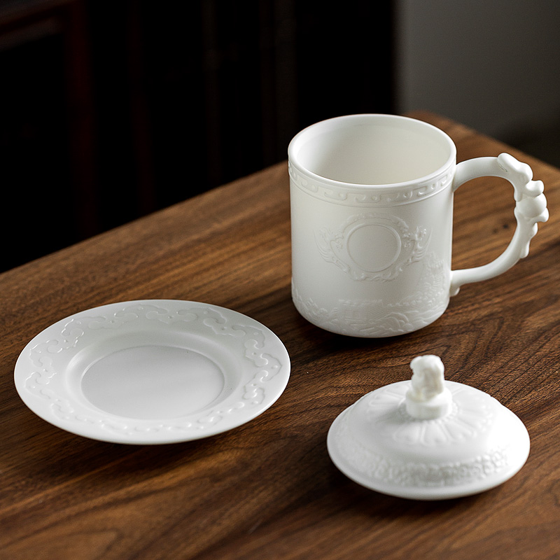 Don difference up suet jade custom name cup white porcelain cup and household with cover keller cup your boss 's office