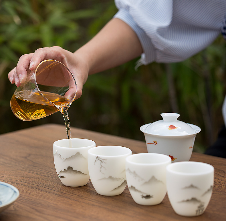 Don difference up jiangnan hand - made suet jade dehua white porcelain cup single cup of tea service master cup ceramic sample tea cup