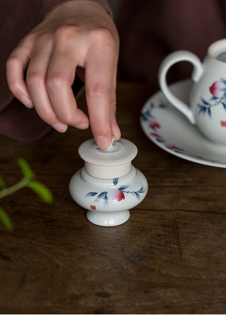 Tang s antique peach kung fu tea set a complete set of office home 6 people contracted tureen ceramic teapot tea cups