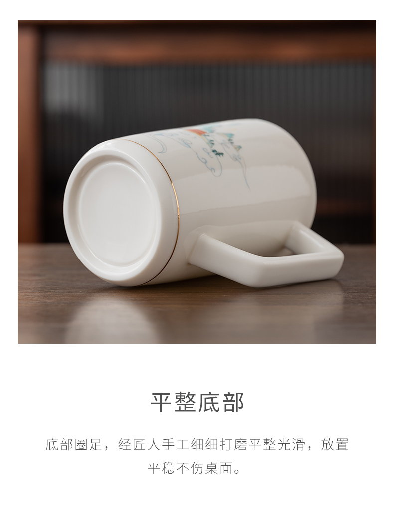 Tang's white porcelain keller with cover cups filter water separation of household ceramic cup office tea cups