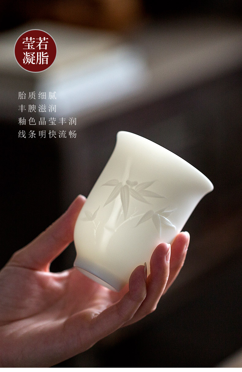 Don difference up manual anaglyph by patterns dehua white porcelain kung fu master cup sample tea cup single cup Chinese ceramic cups