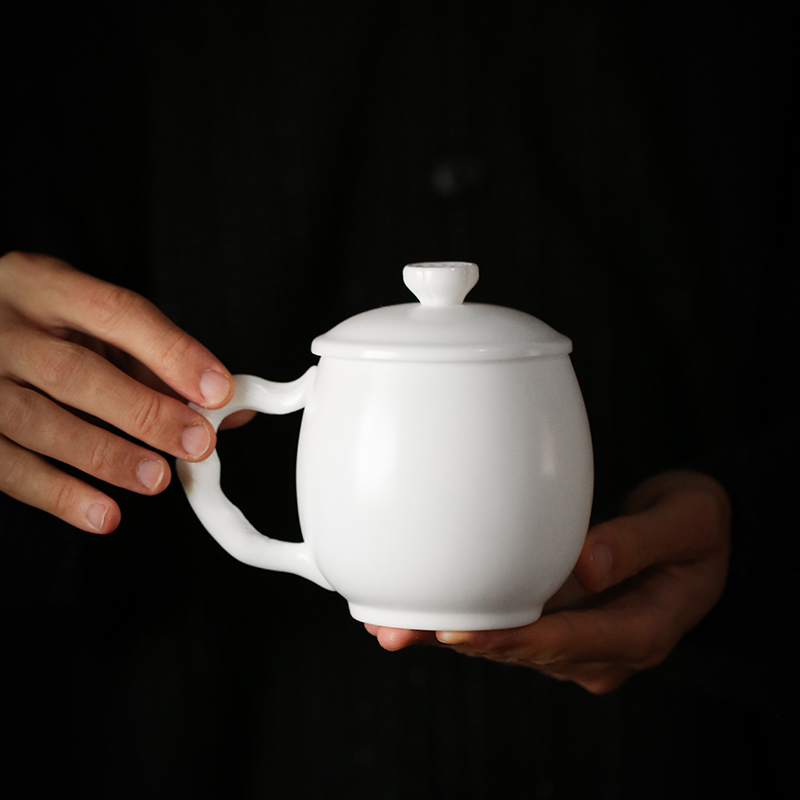 Don difference up manual dehua white porcelain home office tea cup cup cup with cover cup