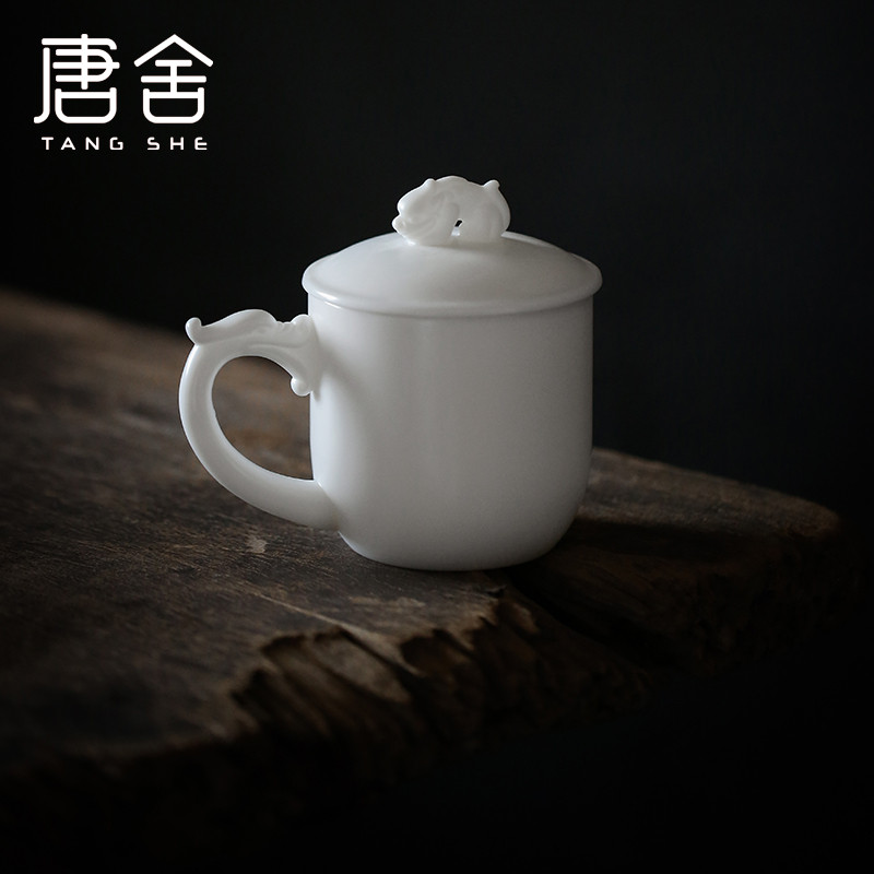 Tang s dehua white porcelain office manually glass tea cup mark cup boss personal cup meeting sample tea cup