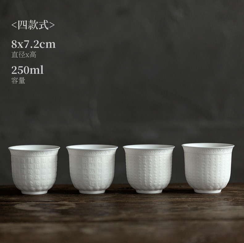 Tang dehua white porcelain shed buford cup kung fu tea cups manual sample tea cup heart sutra large master cup ceramic cup