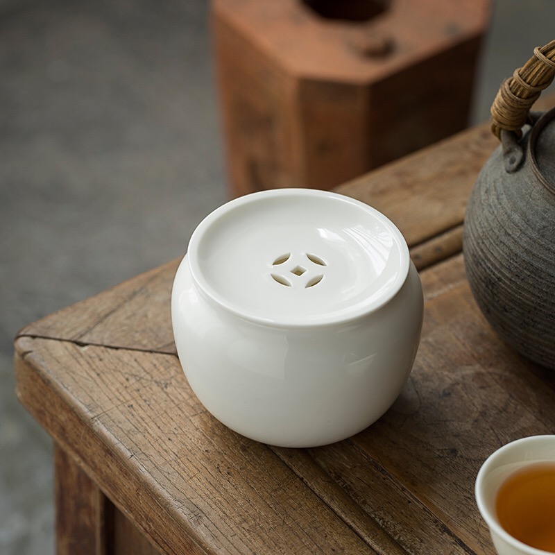 Tang dehua white porcelain tea wash water, after the household Japanese have the ceramic cover small built water tea accessories tea taking with zero