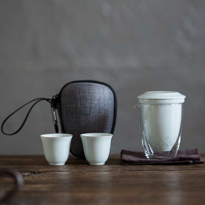 Don difference up is suing tourism crack ultimately responds a pot of two cups of white porcelain portable travel package ceramic tea set tea cups