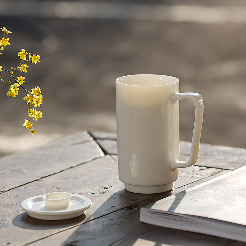 Don difference up mountains mark cup white porcelain office cup high - capacity contracted with cover ceramic personal glass cup home