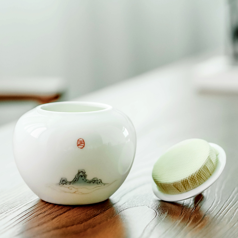 Green tea caddy fixings shed li jiang tang, camellia storehouse ceramics small mini portable home tea storage sealed as cans