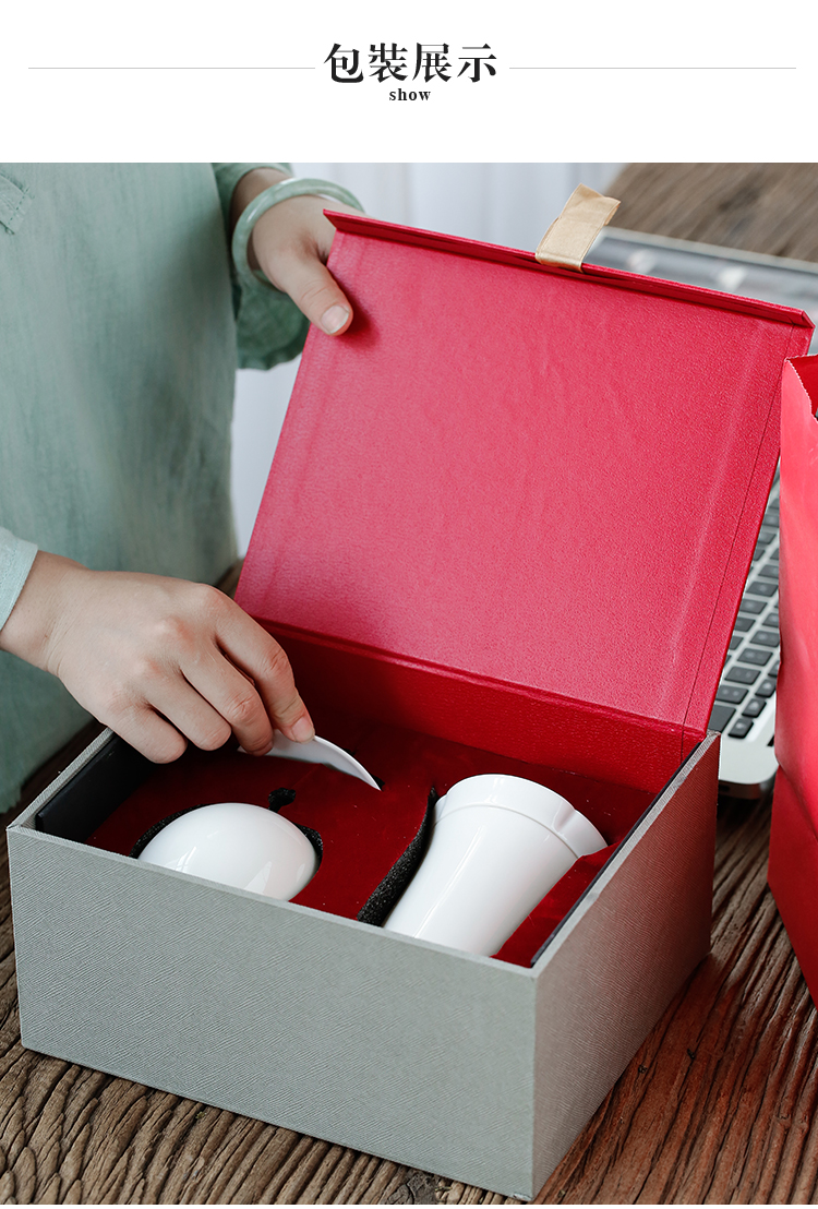 Tang's white porcelain crack cup tea caddy fixings home office travel to crack cup cup with filter tea set