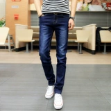 Эластичные джинсы, штаны, демисезонные трендовые повседневные брюки, в корейском стиле