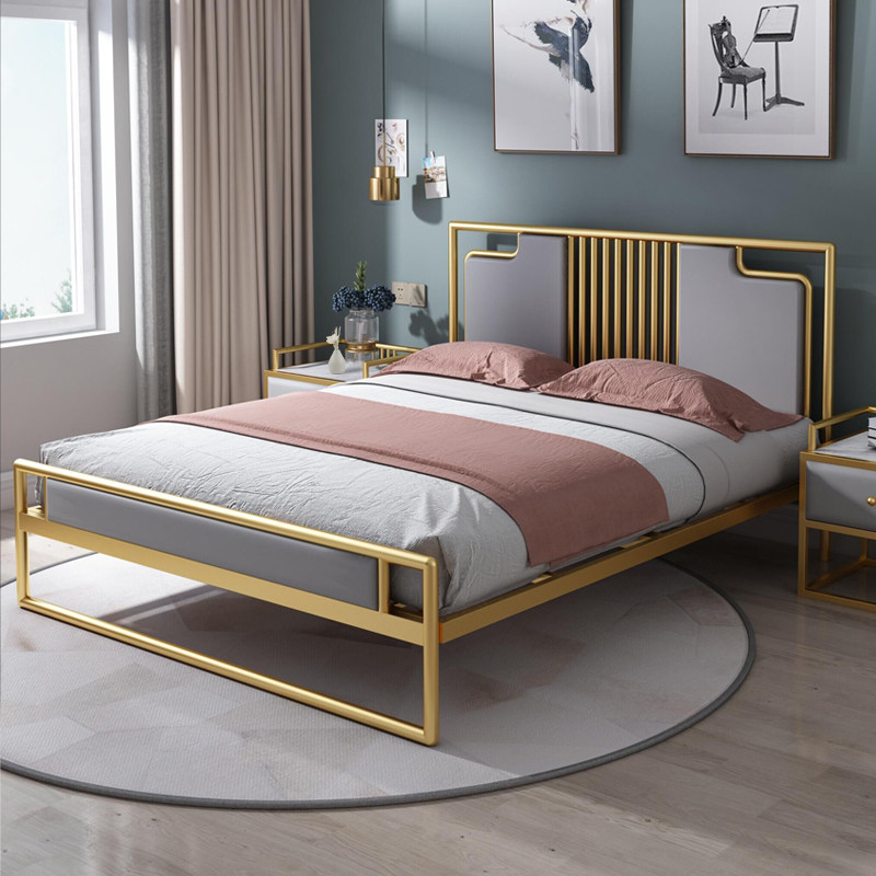 Nordic Tennis Red Ins Wind Iron Art Bed Double Man Bed Apartment Bed 1 5 m Iron Bed Frame Simple Modern Single Bed Iron Frame Bed
