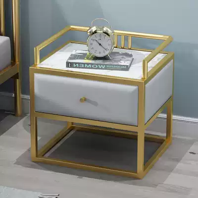 Nordic modern bedroom simple ins bed cabinet chest of drawers Leather art storage cabinet pine small storage storage cabinet