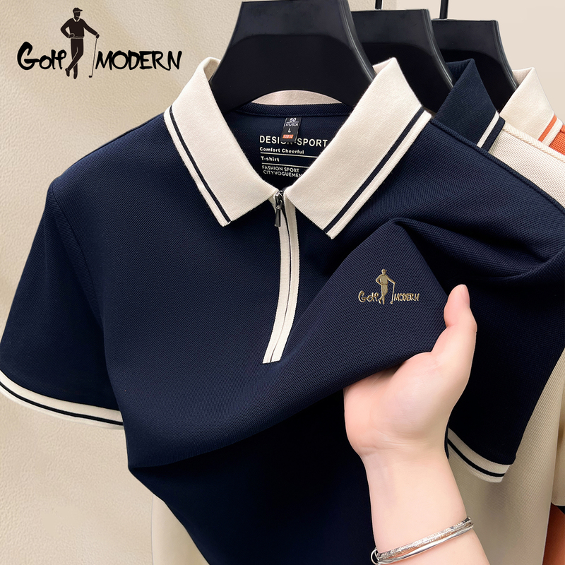 Golf Modern Golf Zipper Short-Sleeved Polo Shirt Men's 2026 Summer Business Casual Breathable Lapel T-Shirt