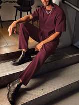2022 Men Sets Solid Color O-neck Short Sleeve T Shirt Pant