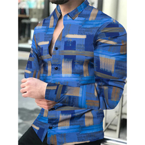 Fashion Social Men Shirts Turn-down Collar Buttoned Shirt Ca