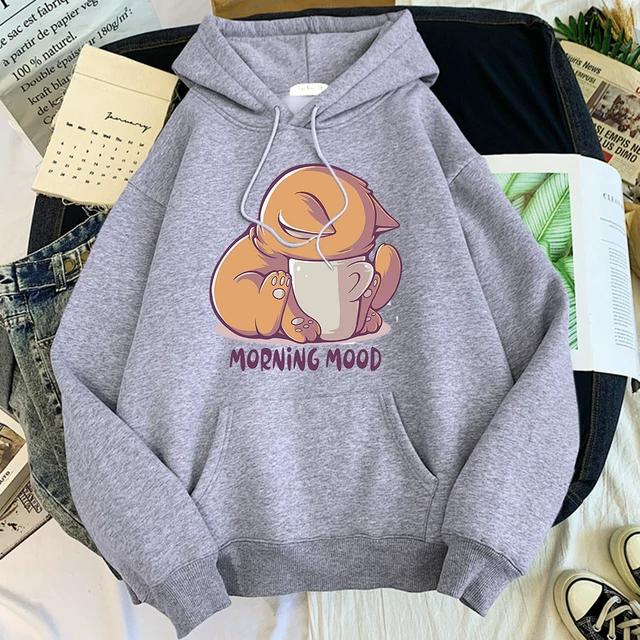 [Худи kawaii кот Cartoon Print женское худи с капюшоном]