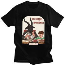 Classic Breakfast With Baphomet T Shirt Men Short Sleeve Cot