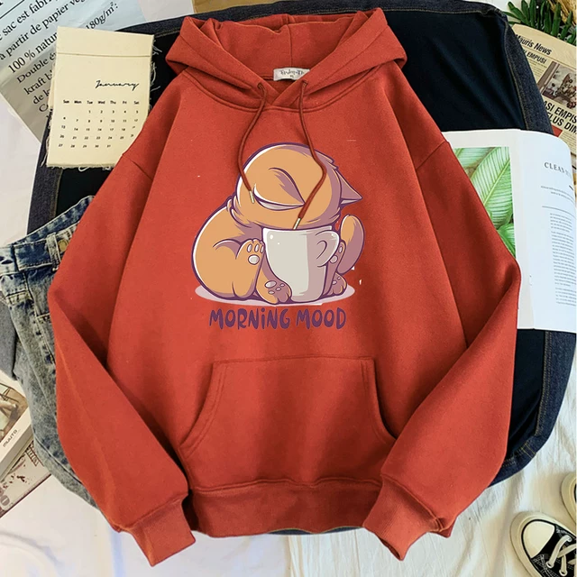 [Худи kawaii кот Cartoon Print женское худи с капюшоном]