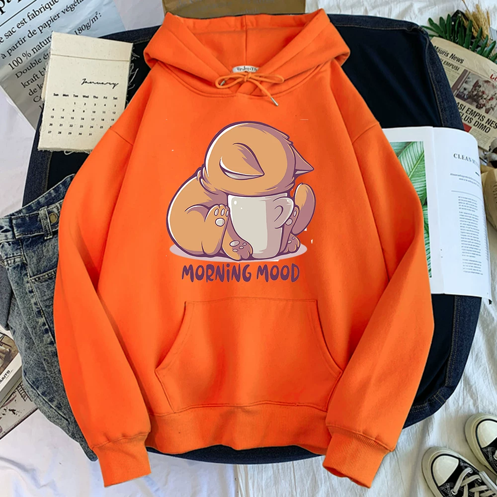 [Худи kawaii кот Cartoon Print женское худи с капюшоном]