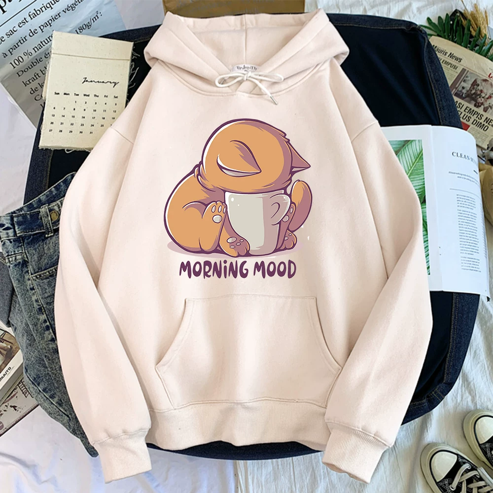 [Худи kawaii кот Cartoon Print женское худи с капюшоном]