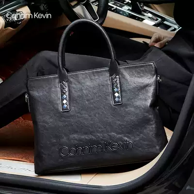 Cohnim Kevin men's briefcase luxury brand leather large capacity Korean tide business Hand bag men