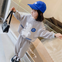 Female Baby Autumn Clothing 2021 New Children Foreign Air Korean Version Trendy Two Sets Fall Nets Red Clothes Girl Suits