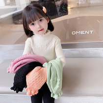 Girl high collar sweater for girls with trendy chic childrens woolen sweater childrens autumn clothes with underhand blouses for underhand jersey