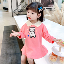 Girls dress 2021 Spring and Autumn New style baby children long sleeve sweater dress little girl cotton skirt
