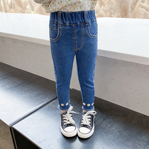 Girl Jeans Autumn Clothing 2021 new children Han version Ocean Gas Children Spring and Autumn Body Elastic Female Baby Long Pants